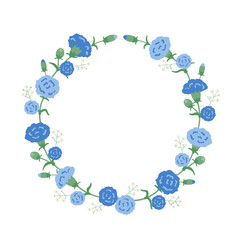 Fototapeta premium Father’s Day blue carnation wreath floral circle frame illustration vector