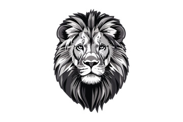 Obraz premium Majestic Lion Head Portrait Illustration in Black and White Vector Style