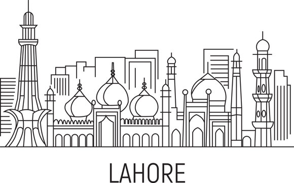 Lahore City Line Draw Simple Minimalist