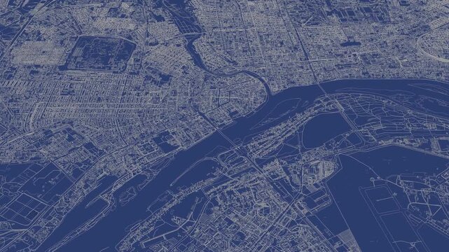 3D looped animation of city - Omsk Russia
