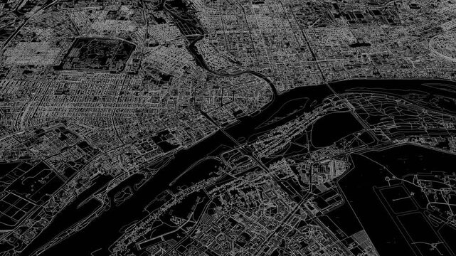 3D looped animation of city - Omsk Russia