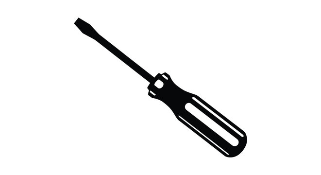A black flathead screwdriver depicted in a stark dramatic silhouette