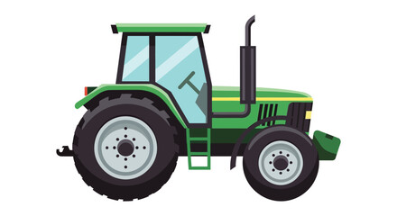 Fototapeta premium Green farm tractor vector illustration graphic design with large wheels for agricultural work