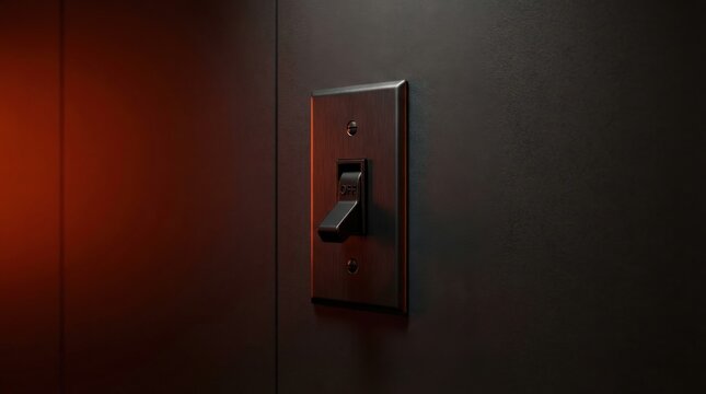 Red light affixed on wall signaling energy cutoff switch for safety precautions in electrical systems and devices