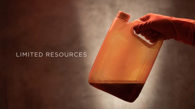 Individual holding an empty bottle of liquid in their hand for inspection against a clear background of light