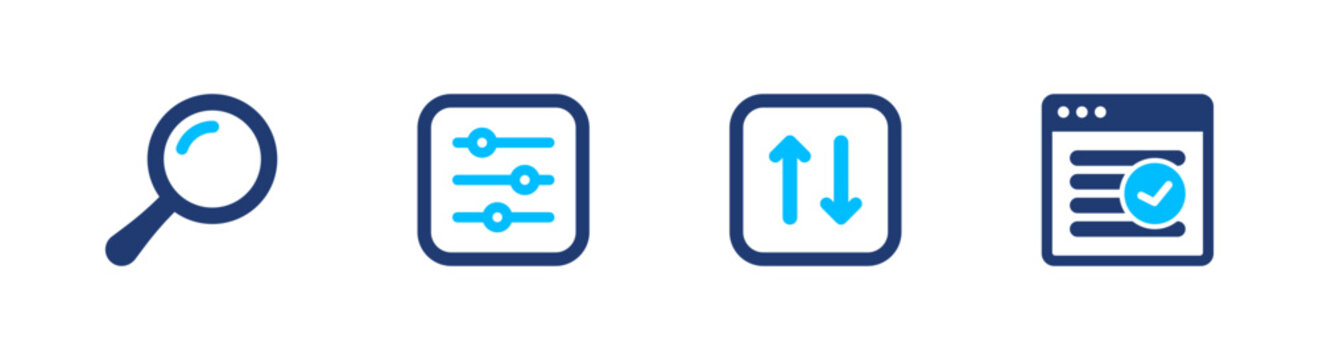 Search and Filter icons set, Solid icon elements