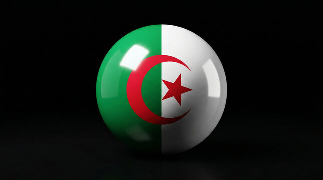 3D sphere featuring the national flag of algeria isolated on black background algerian national crescent patriotic identity government isolated background illustration international