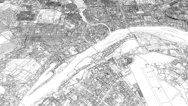 3D looped animation of city - Omsk Russia