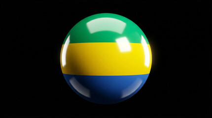 Naklejka premium Gabon flag sphere with a black background national celebration identity illustration patriotism republic tricolor isolated background politics government diplomacy genealogy heritage