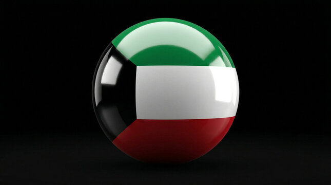 Kuwait flag sphere object representing national identity and patriotism middle east black background digital art national emblem kuwaiti flag state of kuwait gulf country national identity