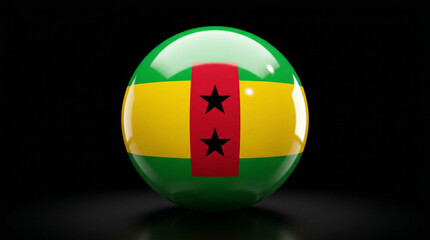 Obraz premium Sao tome and principe flag sphere on black background with national pride national symbol republic heraldry patriotism government territory sovereignty diplomacy international identity