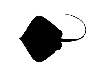 Stingray silhouette, marine fish black icon vector © AiGon