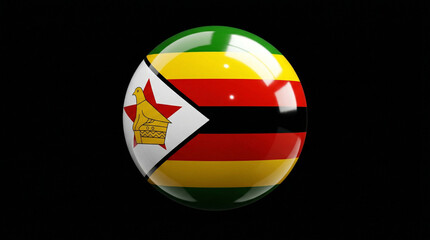 Naklejka premium National flag of zimbabwe on a 3D rendered sphere with a design against a dark background international relations zimbabwe national patriotism patriotic triangle political politics government