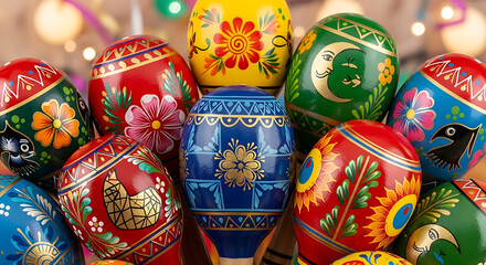 Fototapeta premium Stack of colorful russian matryoshka dolls with floral cinco de mayo mexico 5 may festival holiday template poster banner download 2026 2027