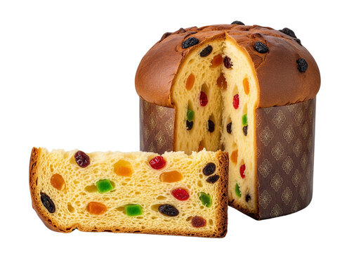 Sliced panettone with raisins