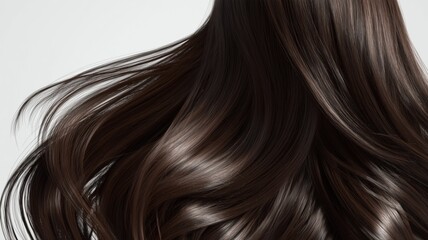 Fototapeta premium 光沢のある黒髪の美しい流れ。ヘアケアや美容関連の素材に最適な髪の質感表現。