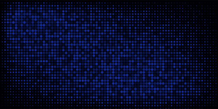 Led screen light background texture with pixel pattern. Digital tv display wall panel in blue, pink and purple gradient. Abstract bright television videowall grid vector design template with circle