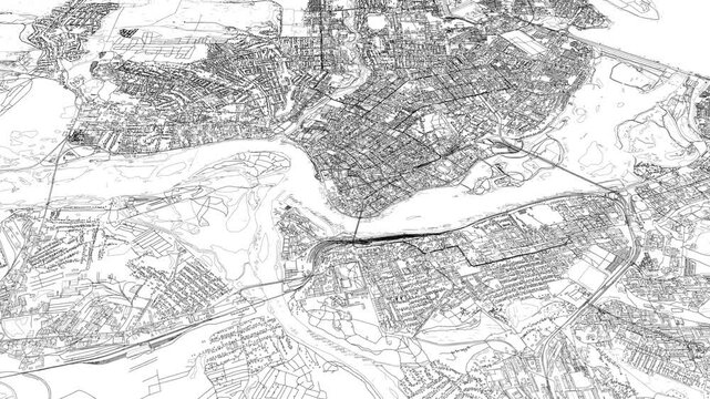 3D looped animation of city - Irkutsk Russia