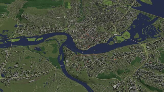 3D looped animation of city - Irkutsk Russia