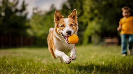 dog playing with ball