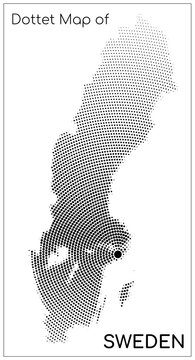 Dotted map of Sweden centered on Stockholm