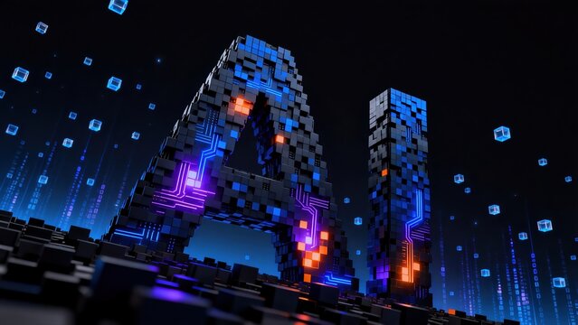 AI letter with glowing circuit design