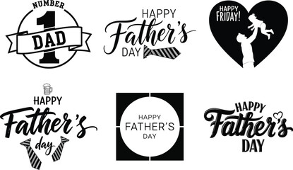 Obraz premium Hand drawn father's day typography collection celebrating dad with artistic calligraphy and heartfelt designs