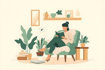 Fototapeta premium Cozy Reading Corner Scene