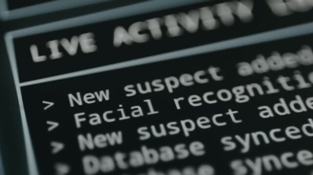 Police Database Live Activity Log indicating system updates