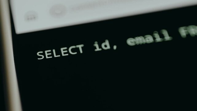 SQL command and its execution status in a database management interface