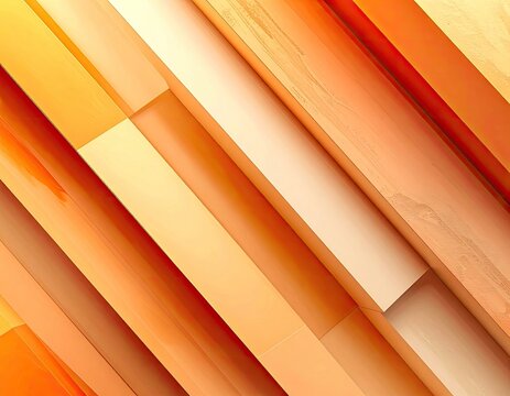 An abstract composition of layered orange and tan geometric shapes creates a dynamic and visually intriguing pattern.