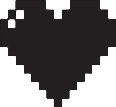 Mosaic Pixel Heart Shape Isolated on White Background. Pixel Art Heart Vector Icon in Retro 8-Bit Gaming Style.