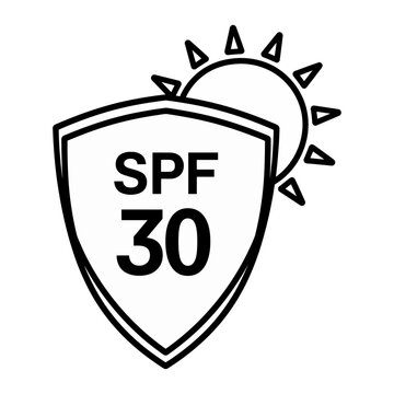 Vector of a sun shield with spf 30 rating for sun protection