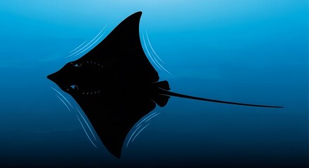 Fototapeta premium Manta Ray Swimming Underwater Ocean.