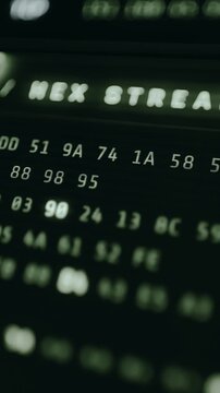 Encoded data displayed as hexadecimal values in columns