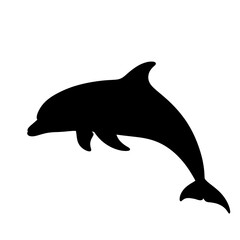 Fototapeta premium Black silhouette of a dolphin jumping.