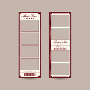 movie ticket photostrip design template empty blank