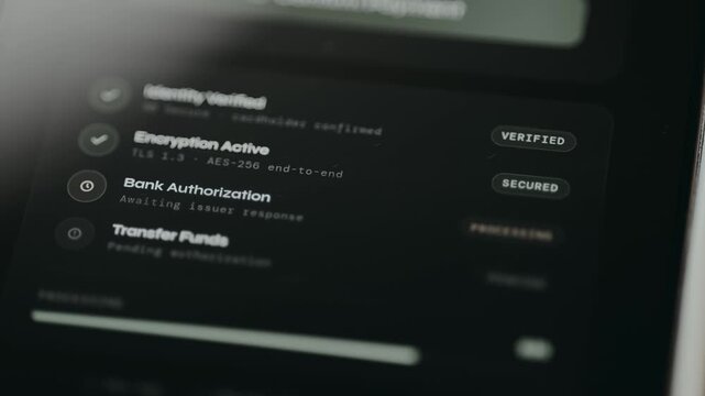 Payment security status tracker of 4 steps with progress bar