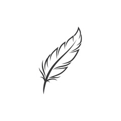 Obraz premium Simple Black and White Feather Illustration.