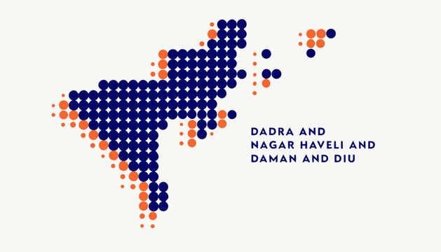 Dadra and Nagar Haveli and Daman and Diu map illustration