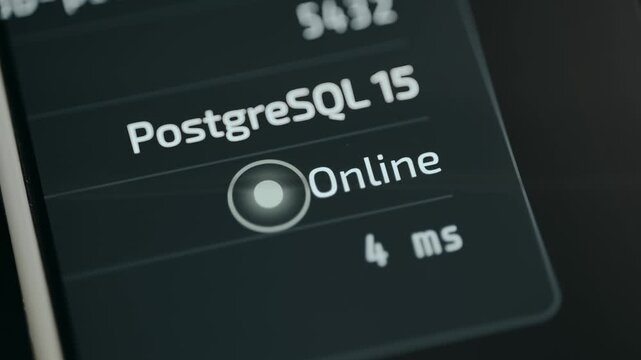 Status Online for PostgreSQL 15 database with glowing indicator