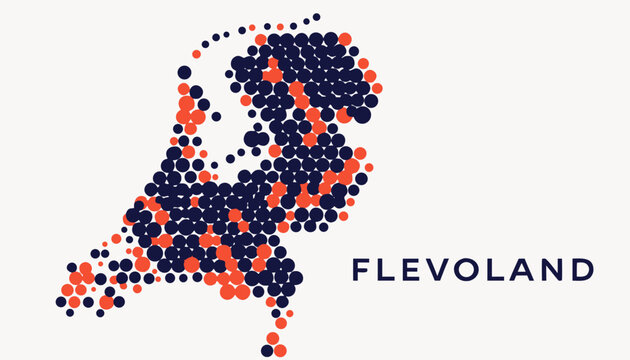 Flevoland Province Map Dots Graphic