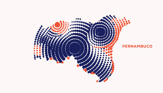Brazil Pernambuco state map illustration with fingerprint dots pattern