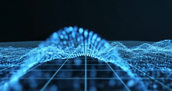 Futuristic digital wave grid technology.