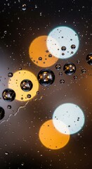 Fototapeta premium Abstract bokeh lights through water droplets.