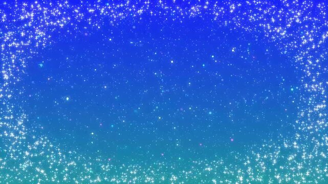 Starry Night Sky Loop Background with Glitter Frame and Twinkling Stars, Seamless 10 Seconds 4K