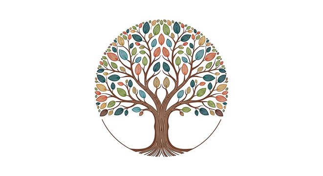 Vibrant tree of life logo symbol.