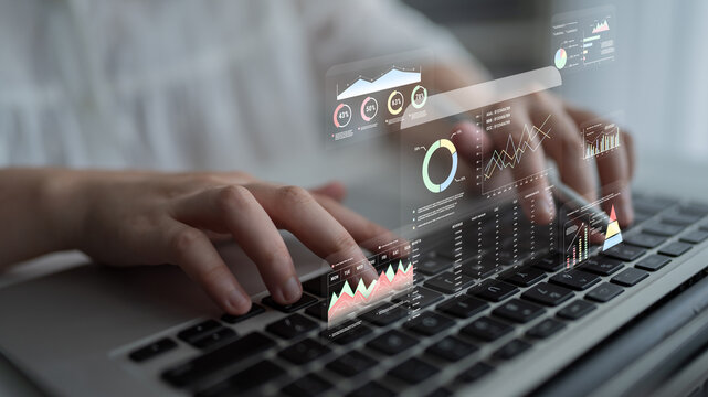 A financial and marketing KPI dashboard for business analytics and strategy. A report showing profit, revenue, and customer conversion rate data. Motif