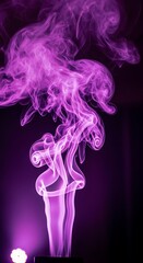 Obraz premium Purple smoke rising in darkness.