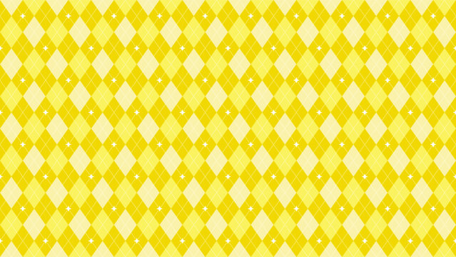Classic Yellow argyle seamless pattern with dotted lines and star accents, perfect for holiday and Christmas designs